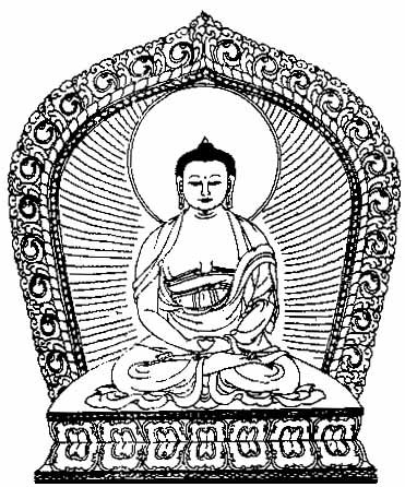 Amithaba, bouddha de l'Ouest, symbolise la sagesse, la conscience intuitive et la miséricorde.